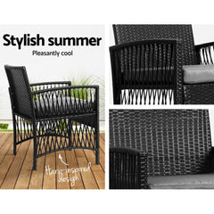 Gardeon Patio Furniture Outdoor Bistro Set Dining Chairs Setting 3 Piece Wicker Furniture > Outdoor ODF-BISTRO-HARPSET-J-BK Online Furniture