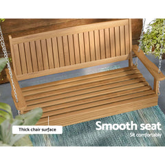 Gardeon Porch Swing Chair With Chain Outdoor Furniture Wooden Bench 2 Seat Teak Furniture > Outdoor ODF-V-SWING-TK Online Furniture