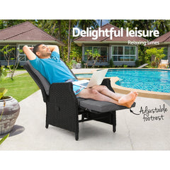 Gardeon Recliner Chair Sun lounge Setting Outdoor Furniture Patio Wicker Sofa - ozily