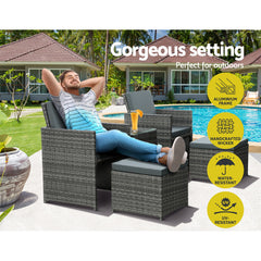 Gardeon Recliner Chairs Sun Lounge Wicker Lounger Outdoor Furniture Patio Sofa Furniture > Outdoor FF-CH-ST-5PCS-GE Online Furniture