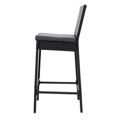 Gardeon Set of 2 Outdoor Bar Stools Dining Chairs Wicker Furniture Furniture > Outdoor ODF-BAR-CHAIR-BK-2X Online Furniture