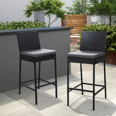 Gardeon Set of 2 Outdoor Bar Stools Dining Chairs Wicker Furniture Furniture > Outdoor ODF-BAR-CHAIR-BK-2X Online Furniture