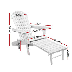 Gardeon Set of 2 Outdoor Sun Lounge Chairs Patio Furniture Lounger Beach Chair Adirondack - ozily