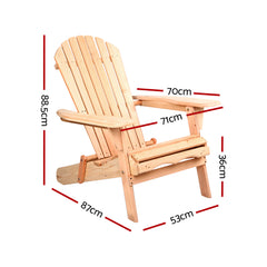 Gardeon Set of 2 Patio Furniture Outdoor Chairs Beach Chair Wooden Adirondack Garden Lounge Furniture > Outdoor FF-BEACH-CHAIR-NTLX2 Online Furniture