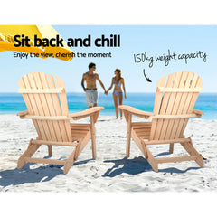 Gardeon Set of 2 Patio Furniture Outdoor Chairs Beach Chair Wooden Adirondack Garden Lounge Furniture > Outdoor FF-BEACH-CHAIR-NTLX2 Online Furniture