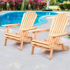 Gardeon Set of 2 Patio Furniture Outdoor Chairs Beach Chair Wooden Adirondack Garden Lounge Furniture > Outdoor FF-BEACH-CHAIR-NTLX2 Online Furniture