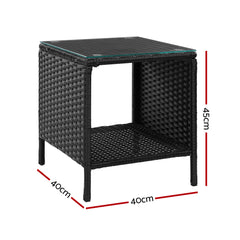 Gardeon Side Table Coffee Patio Outdoor Furniture Rattan Desk Indoor Garden Black Furniture > Outdoor ODF-RECLINER-TB-BK Online Furniture