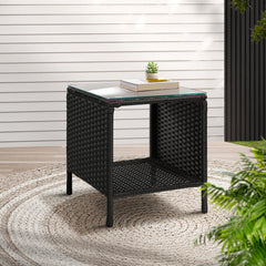 Gardeon Side Table Coffee Patio Outdoor Furniture Rattan Desk Indoor Garden Black Furniture > Outdoor ODF-RECLINER-TB-BK Online Furniture