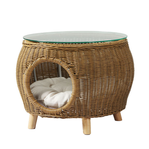 Gardeon Side Table Coffee Pet Bed Wicker Indoor Outdoor Furniture Patio Desk Furniture > Outdoor FF-COFFEE-TB-YE Online Furniture