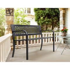 Gardeon Steel Modern Garden Bench - Black - ozily