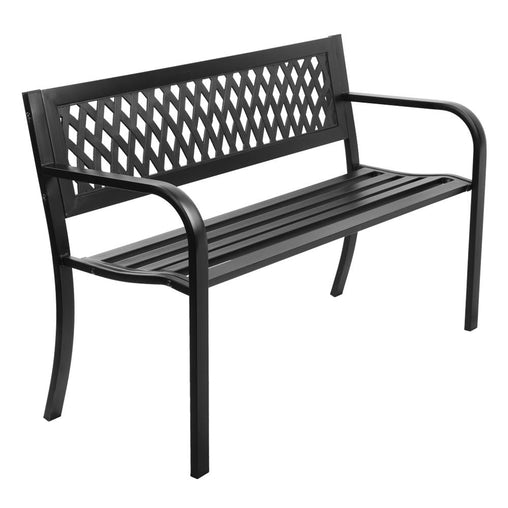 Gardeon Steel Modern Garden Bench - Black - ozily