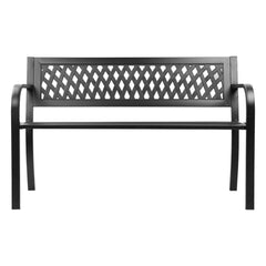 Gardeon Steel Modern Garden Bench - Black - ozily