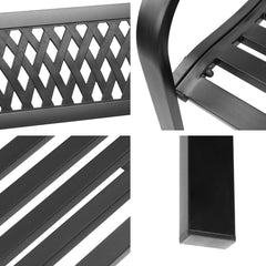 Gardeon Steel Modern Garden Bench - Black - ozily