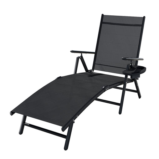 Gardeon Sun Lounge Outdoor Lounger Aluminium Folding Beach Chair Camping Patio Furniture > Outdoor FF-LOUNGE-ALU-FOLD-BK Online Furniture