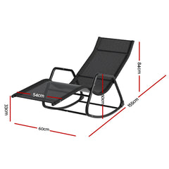 Gardeon Sun Lounge Rocking Chair Outdoor Lounger Patio Furniture Pool Garden Furniture > Outdoor ODF-LOUNGE-ROCK-BK Online Furniture