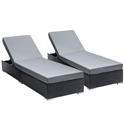 Gardeon Sun Lounge Wicker Lounger Outdoor Furniture Rattan Garden Day Bed Sofa Black Furniture > Outdoor FF-LOUNGE-BK-2PC Online Furniture