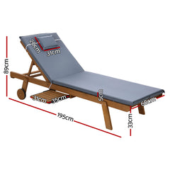 Gardeon Sun Lounger Wicker Lounge Day Bed Wheel Patio Outdoor Setting Furniture Furniture > Outdoor ODF-B-LOUNGE-WHEEL-GEX2 Online Furniture