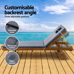 Gardeon Sun Lounger Wicker Lounge Day Bed Wheel Patio Outdoor Setting Furniture Furniture > Outdoor ODF-B-LOUNGE-WHEEL-GEX2 Online Furniture