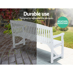 Gardeon Wooden Garden Bench Chair Outdoor Furniture Patio Deck 3 Seater White Furniture > Outdoor ODF-BENCH-5FT-WH Online Furniture