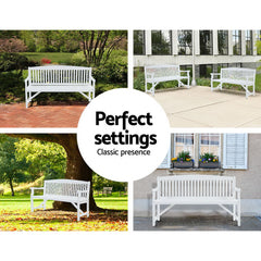 Gardeon Wooden Garden Bench Chair Outdoor Furniture Patio Deck 3 Seater White Furniture > Outdoor ODF-BENCH-5FT-WH Online Furniture