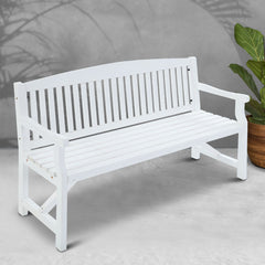 Gardeon Wooden Garden Bench Chair Outdoor Furniture Patio Deck 3 Seater White Furniture > Outdoor ODF-BENCH-5FT-WH Online Furniture