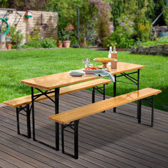 Gardeon Wooden Outdoor Foldable Bench Set - Natural Furniture > Outdoor WOOD-B-BTS-178462-NT-AB Online Furniture