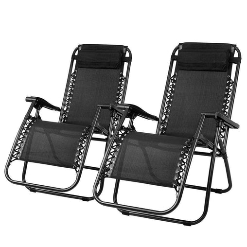 Gardeon Zero Gravity Chairs 2PC Reclining Outdoor Furniture Sun Lounge - ozily