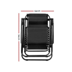Gardeon Zero Gravity Chairs 2PC Reclining Outdoor Furniture Sun Lounge - ozily