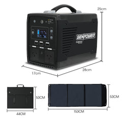 GENPOWER Portable Power Station Solar Generator with Folding Solar Panels 500W/1000W 515Wh Lithium Home & Garden > Solar Panels V219-GENPSSGPRA8M0 Online Furniture