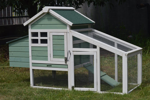 Green Small Chicken coop with nesting box for 2 Chickens / Rabbit Hutch Pet Care > Coops & Hutches V278-CH224_GREEN Online Furniture