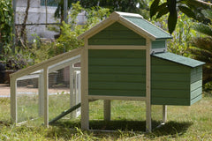 Green Small Chicken coop with nesting box for 2 Chickens / Rabbit Hutch Pet Care > Coops & Hutches V278-CH224_GREEN Online Furniture