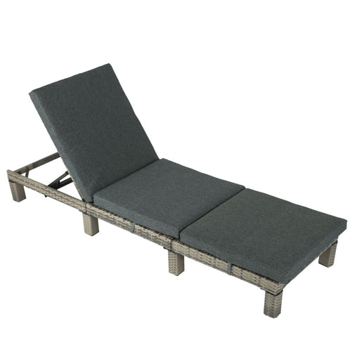 Grey Rattan Sunbed with Adjustable Recline Furniture > Outdoor V264-OTF-531S-LGR-1 Online Furniture