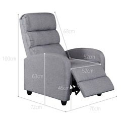 Luxury Fabric Recliner Chair - Grey - ozily