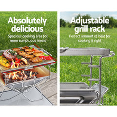 Grillz Camping Fire Pit BBQ Portable Folding Stainless Steel Stove Outdoor Pits Home & Garden > BBQ FPIT-BBQ-X-BRIDGE Online Furniture