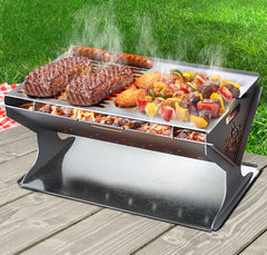 Grillz Fire Pit BBQ Outdoor Camping Portable Patio Heater Folding Packed Steel Home & Garden > Firepits FPIT-BBQ-STEEL Online Furniture