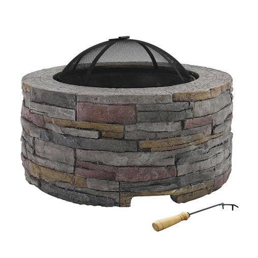Grillz Fire Pit Outdoor Table Charcoal Fireplace Garden Firepit Heater - ozily