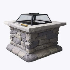 Grillz Fire Pit Outdoor Table Charcoal Garden Fireplace Backyard Firepit Heater Home & Garden > Firepits FPIT-STONE-MID Online Furniture