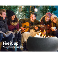 Grillz Outdoor Portable Fire Pit Bowl Wood Burning Patio Oven Heater Fireplace Home & Garden > Firepits FPIT-CEMENT-OVAL Online Furniture