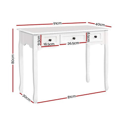 Hall Console Table Hallway Side Dressing Entry Wooden French Drawer White - ozily