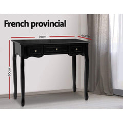 Hallway Console Table Hall Side Dressing Entry Display 3 Drawers Black - ozily