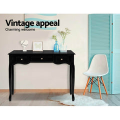 Hallway Console Table Hall Side Dressing Entry Display 3 Drawers Black - ozily