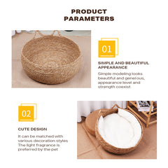 Hand Woven Pet Cat Bed Basket Nest Dog Bed With Bedding Pet Care > Dog Supplies V488-PCRN-WH Online Furniture