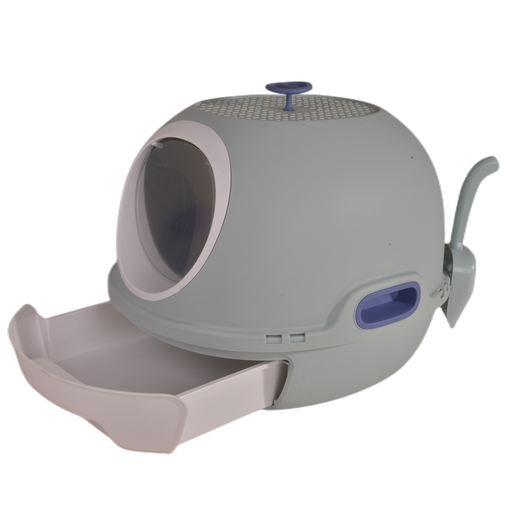 Hooded Cat Toilet Litter Box Tray House With Drawer and Scoop Blue Pet Care > Cat Supplies V278-AT1002-LITTER-TRAY-BLUE Online Furniture