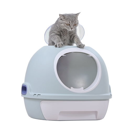 Hooded Cat Toilet Litter Box Tray House With Drawer & Scoop Blue Pet Care > Cat Supplies V278-AT1002-3-WINDOWTRAY-BLUE Online Furniture