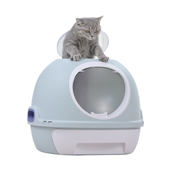 Hooded Cat Toilet Litter Box Tray House With Drawer & Scoop Blue Pet Care > Cat Supplies V278-AT1002-3-WINDOWTRAY-BLUE Online Furniture