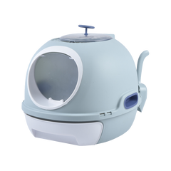 Hooded Cat Toilet Litter Box Tray House With Drawer & Scoop Blue Pet Care > Cat Supplies V278-AT1002-3-WINDOWTRAY-BLUE Online Furniture