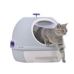 Hooded Cat Toilet Litter Box Tray House With Drawer & Scoop Blue Pet Care > Cat Supplies V278-AT1002-3-WINDOWTRAY-BLUE Online Furniture