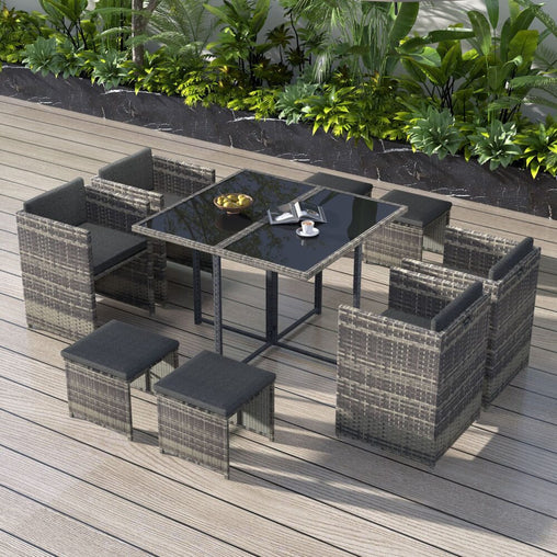 Horrocks 8 Seater Outdoor Dining Set-Grey Furniture > Outdoor V264-OTF-503S-LGR Online Furniture