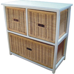 Hyssop 3 Chest of Drawers Cane Bedroom Kitchen Bathroom Storage Tallboy Shelf Furniture > Living Room V315-V-BON-3D Online Furniture