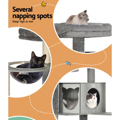 i.Pet Cat Tree 178cm Tower Scratching Post Scratcher Wood Bed Condo House Wooden Ladder Pet Care > Cat Supplies PET-CAT-WOOD03-GR-AB Online Furniture